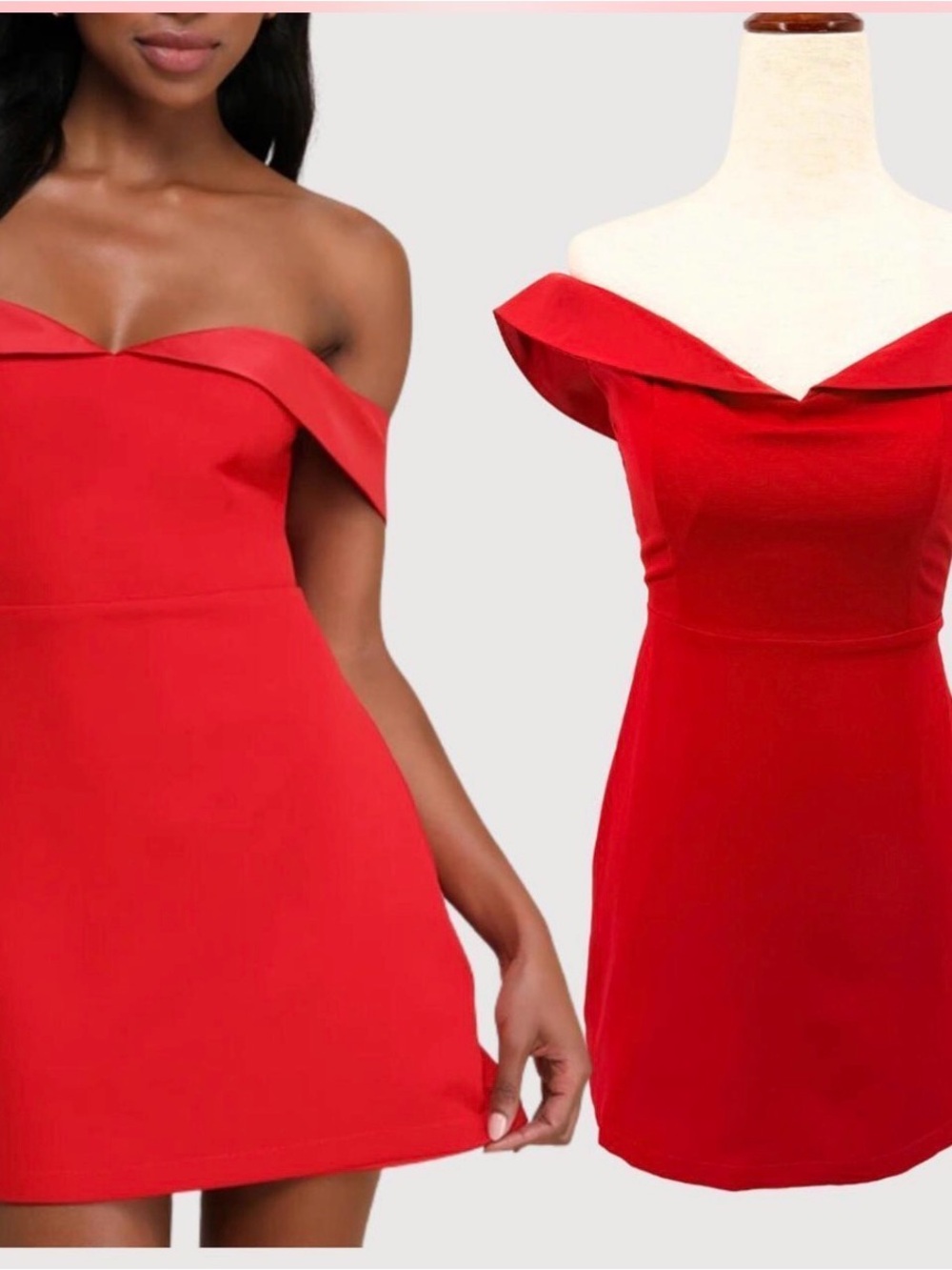 Lulus Off-Shoulder Red A-Line Women's Dress